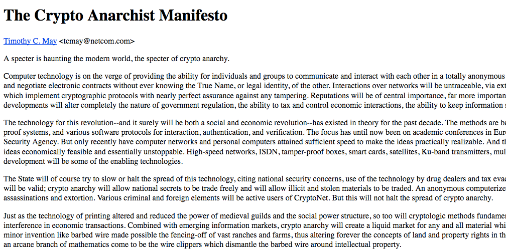 The Crypto Anarchist Manifesto is More Relevant than Ever | by Matt ฿ | ChainRift Research | Medium