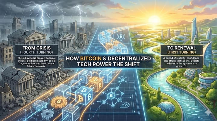 From Crisis to Renewal: How Bitcoin and Decentralized Tech Power the Shift From the Fourth Turning to the First Turning